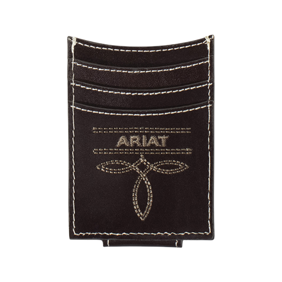 Ariat Men's Western Dark Brown Card Holder Money Clip Wallet A3557444