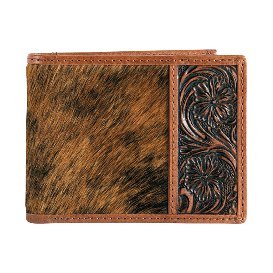 Tony Lama Men's Large Bifold Hair On W/Floral Scroll Wallet 2520601383