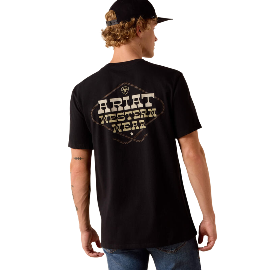 Ariat Men's Country & Western Lockup Solid Black Classic Fit T-Shirt 10073418