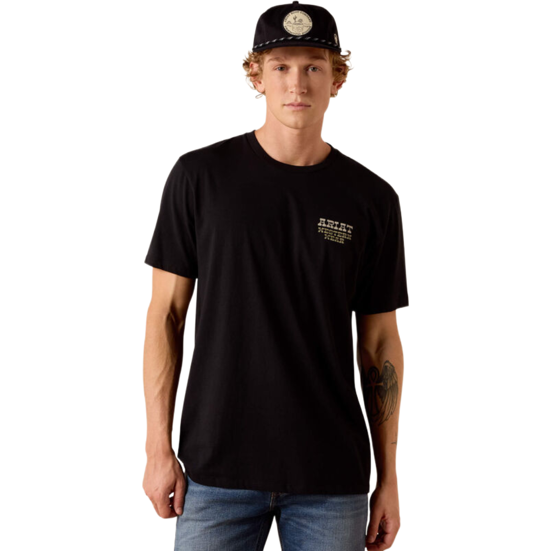 Ariat Men's Country & Western Lockup Solid Black Classic Fit T-Shirt 10073418