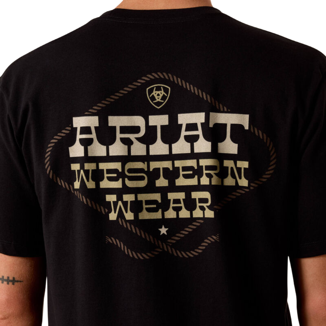 Ariat Men's Country & Western Lockup Solid Black Classic Fit T-Shirt 10073418