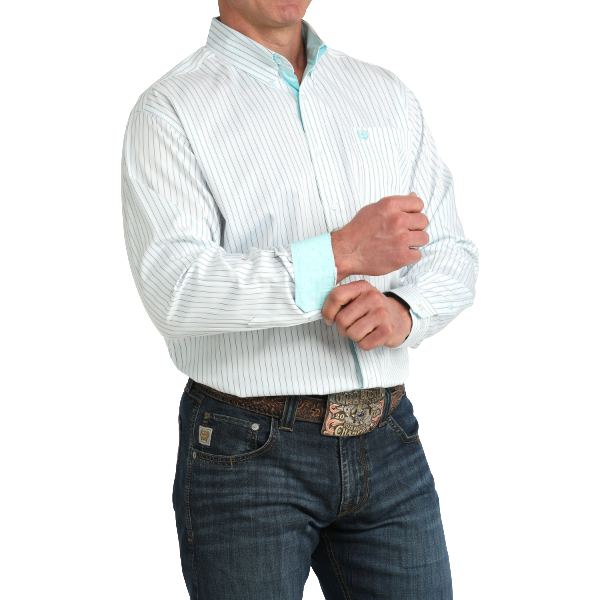 Cinch Men's Striped Long Sleeve Button Down Shirt MTW1106061