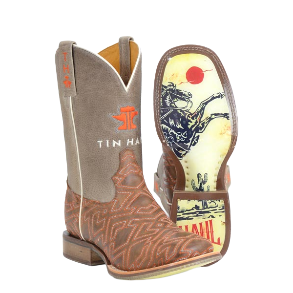 Tin Haul Men's Cowboy Graphic Brown Western Boot 14-020-0101-5045