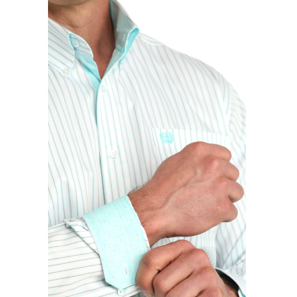 Cinch Men's Striped Long Sleeve Button Down Shirt MTW1106061