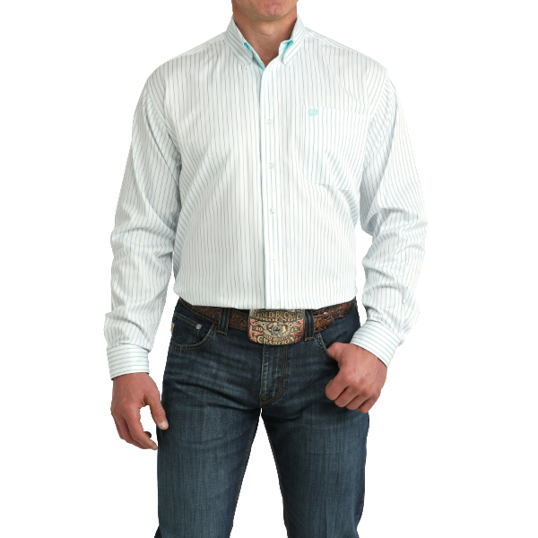 Cinch Men's Striped Long Sleeve Button Down Shirt MTW1106061
