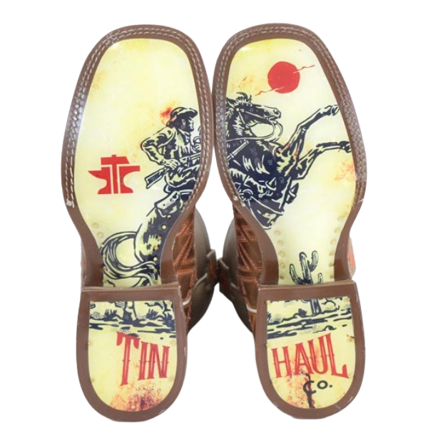Tin Haul Men's Cowboy Graphic Brown Western Boot 14-020-0101-5045