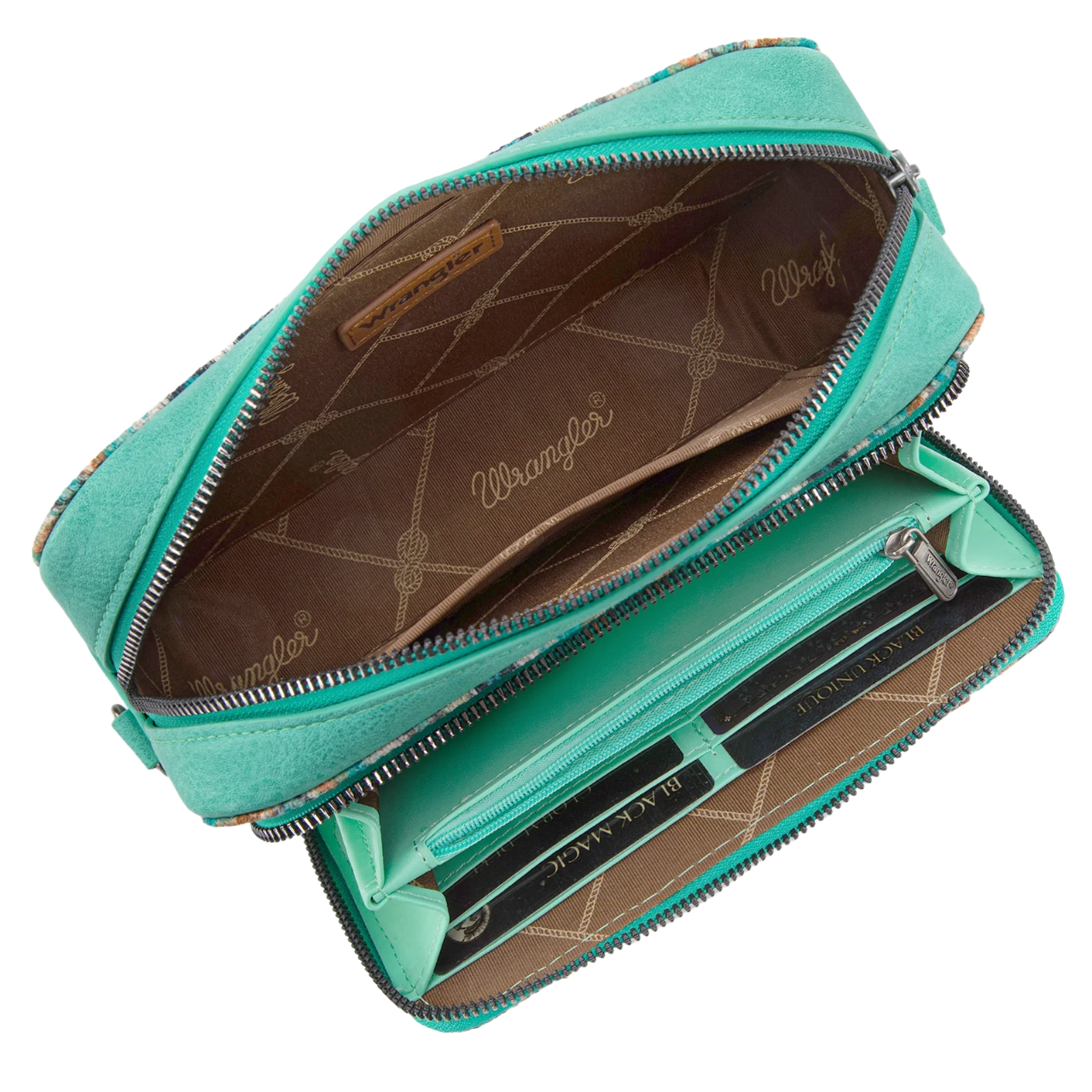 Wrangler Ladies Southwestern Green Dual Sided Print Crossbody Purse WG130-3003GN