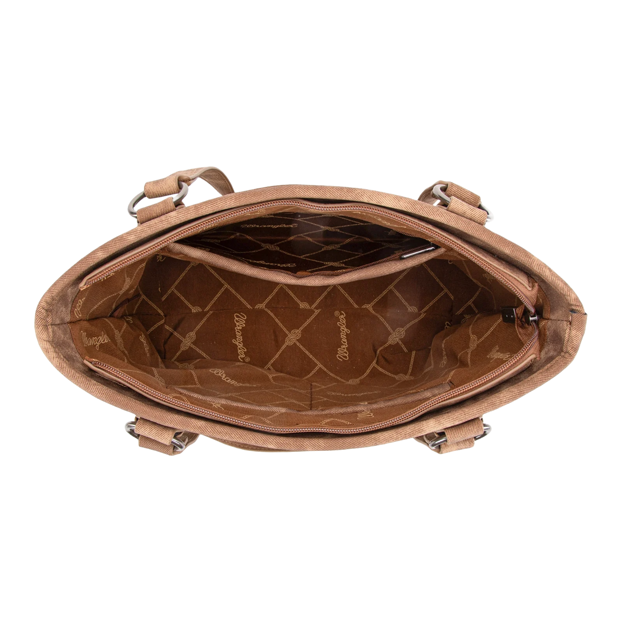 Wrangler Ladies "W" Stitch Brown Water Repellent Zippered Tote Bag WG219-8317BR