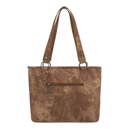 Wrangler Ladies "W" Stitch Brown Water Repellent Zippered Tote Bag WG219-8317BR