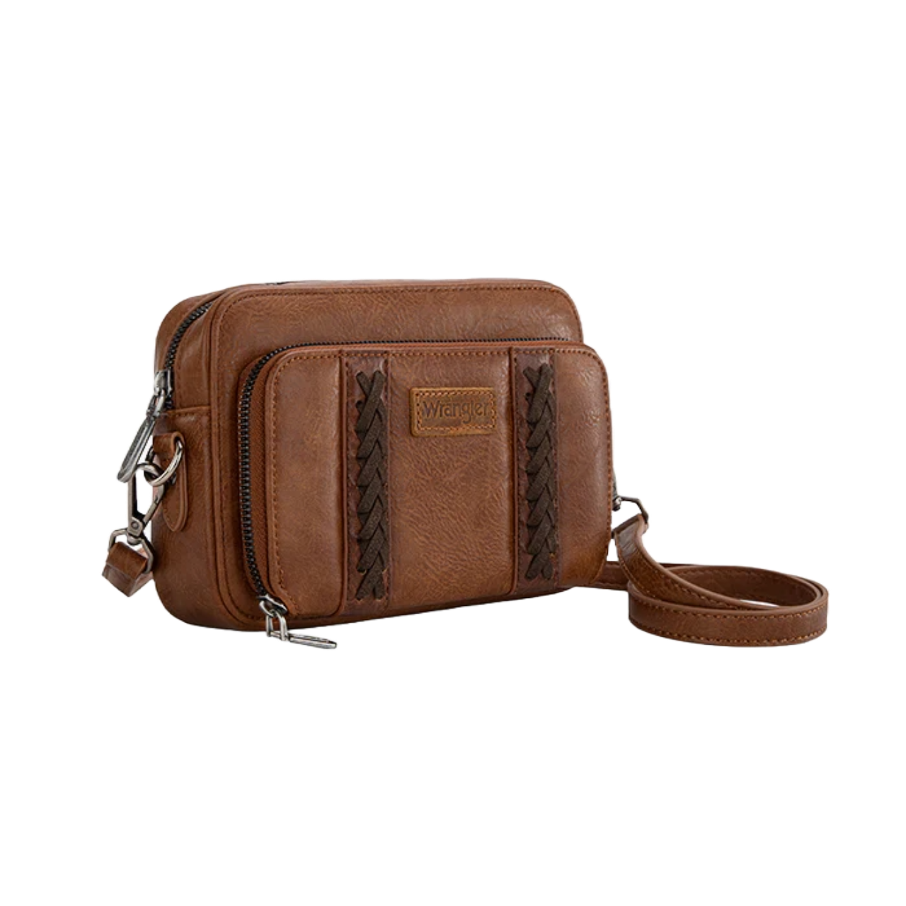 Wrangler Ladies Whipstitch Brown Leather Crossbody Bag WG2207-30031BR