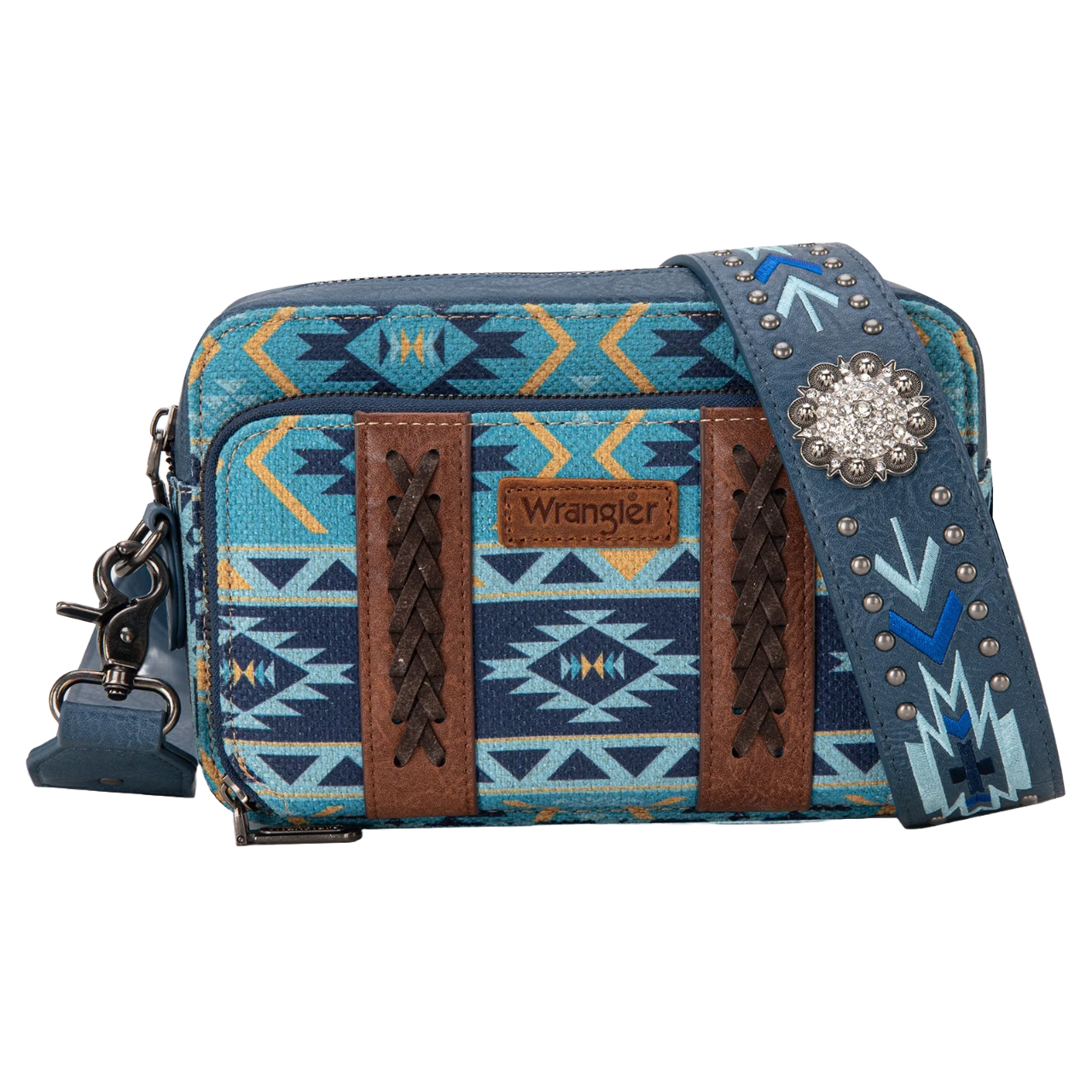 Wrangler Ladies Aztec Printed Navy Crossbody Purse WG2207-3003NY