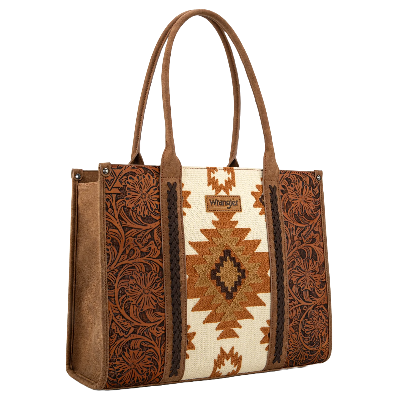 Wrangler Ladies Vintage Tooled Aztec Concealed Carry Large Tote WG226G-8119BR