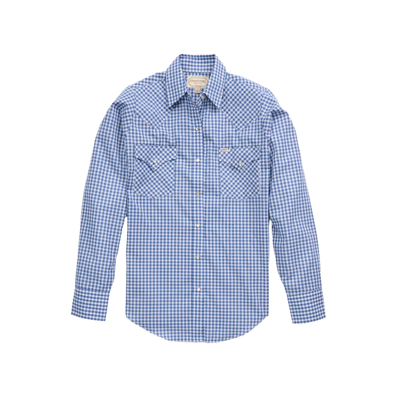 Ely Cattleman Ladies Gingham Light Blue Granddaddy Button Down Shirt CGS5101-CBU