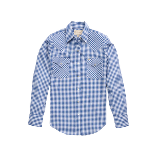 Ely Cattleman Ladies Gingham Light Blue Granddaddy Button Down Shirt CGS5101-CBU