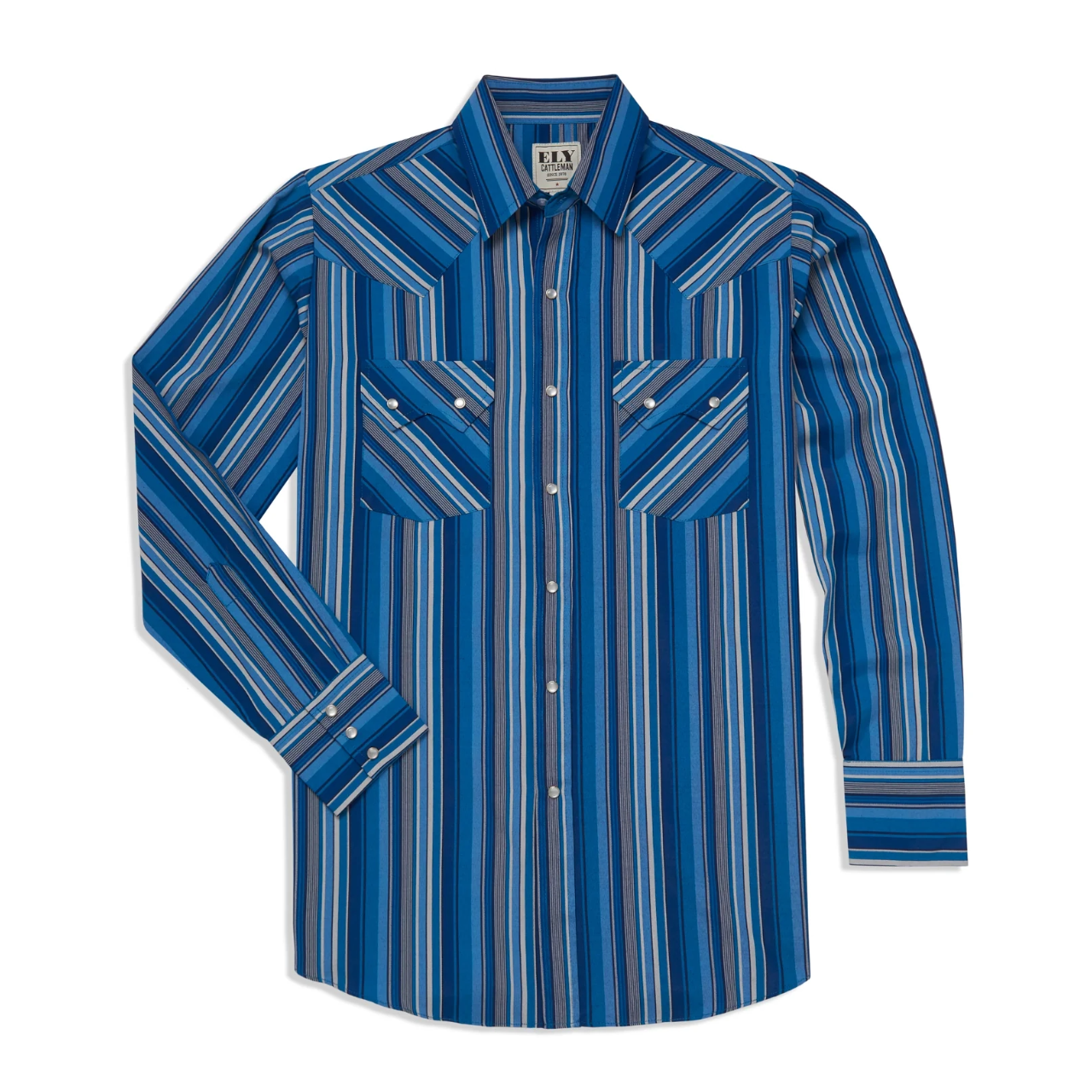 Ely Cattleman Men's Textured Striped Royal Blue Button Down Shirt E4S2029242-RO