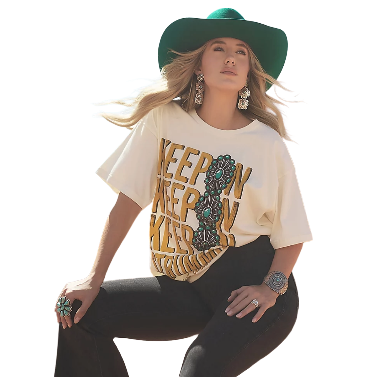 Wrangler Ladies Lainey Wilson "Keep On Strummin" Graphic White T-Shirt 112370394