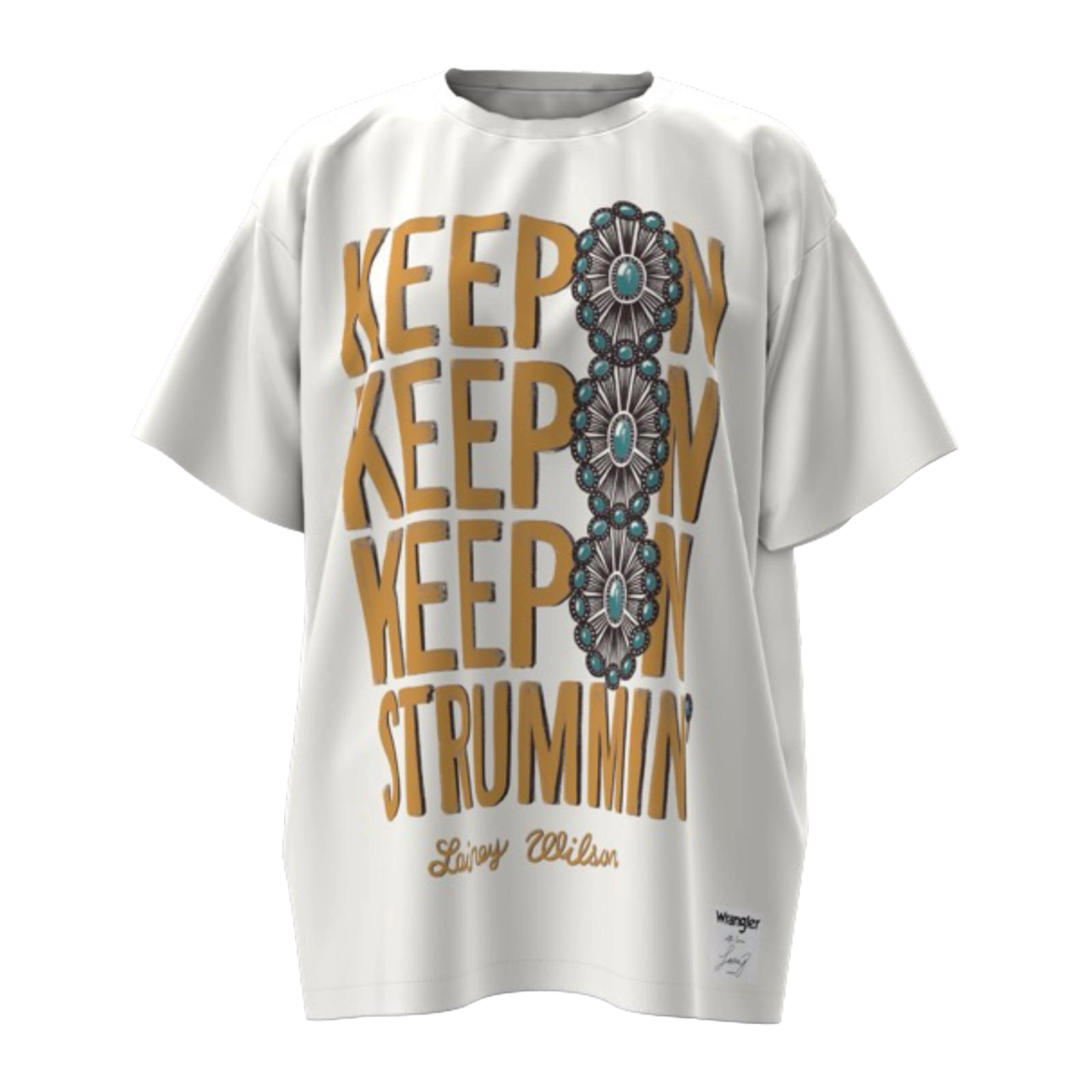 Wrangler Ladies Lainey Wilson "Keep On Strummin" Graphic White T-Shirt 112370394