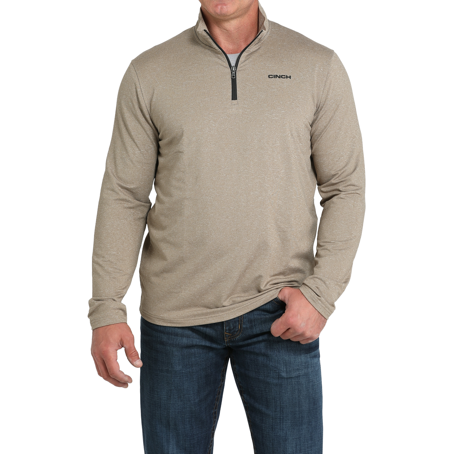 Cinch Men's Stone Brown Quarter Zip Pullover MTK1882002