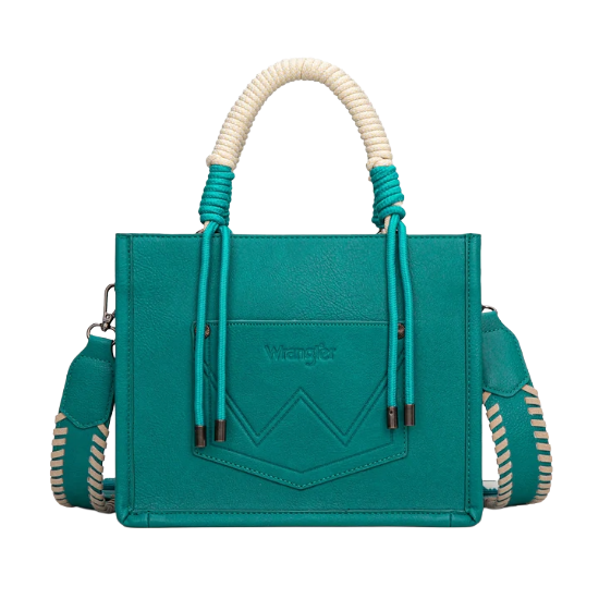 Wrangler Turquoise Cow Print Crossbody Tote WG386-8120STQ