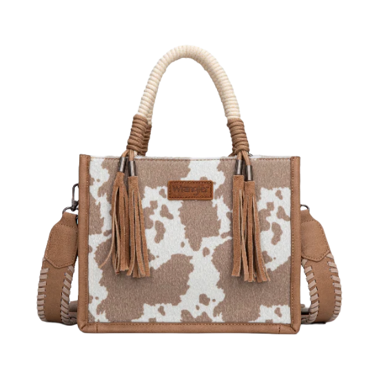 Wrangler Khaki Cow Print Crossbody Tote WG386-8120SKH