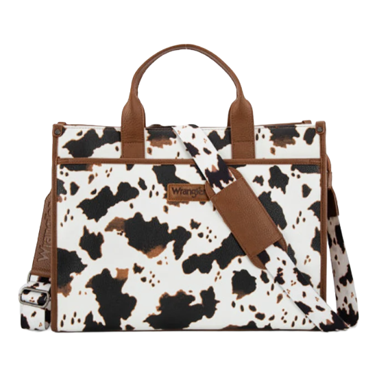 Wrangler Brown Cow Print Carry-All Large Work Tote WG288-8119COW-BR