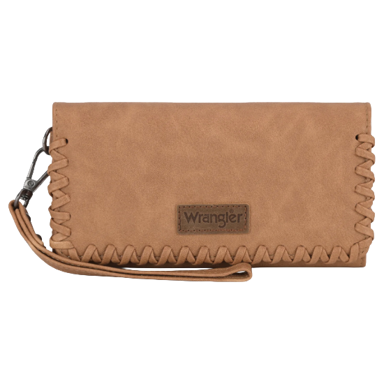 Wrangler Light Brown Whipstitch Wristlet Wallet WG183-W048LBR
