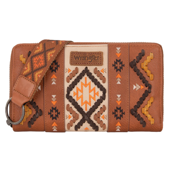 Wrangler Brown Southwestern Embroidered Wallet WG2214-W006BR