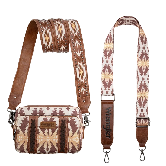Wrangler Ladies Aztec Printed Light Coffee Crossbody Purse WG2207-3005LCF