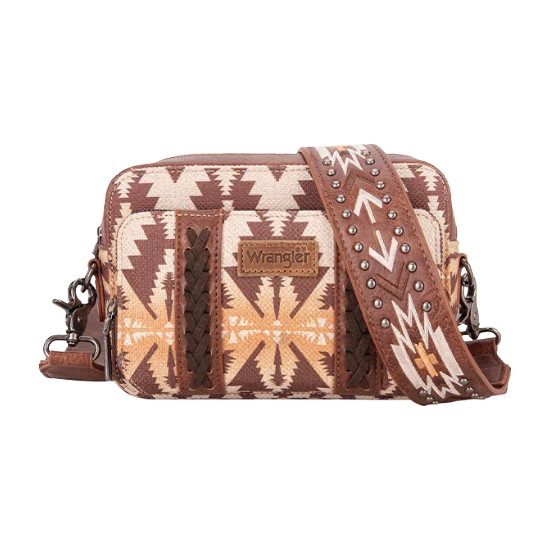 Wrangler Ladies Aztec Printed Light Coffee Crossbody Purse WG2207-3005LCF