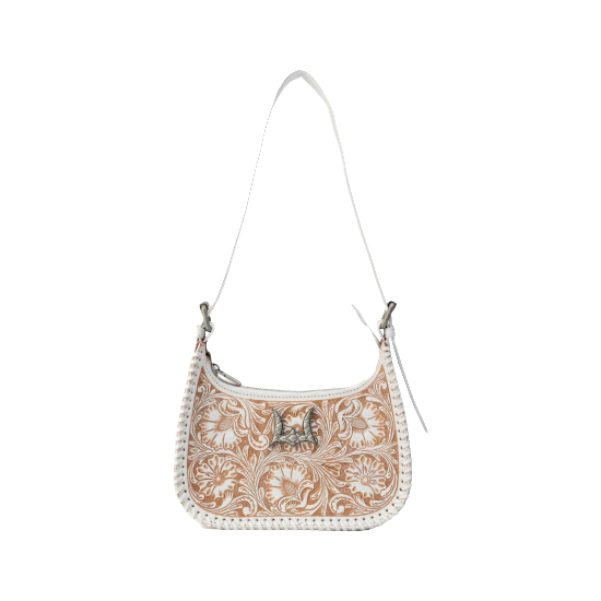 Loyal West Ladies Dannia Handtooled Ivory Dust Leather Shoulder Bag 8904461598347