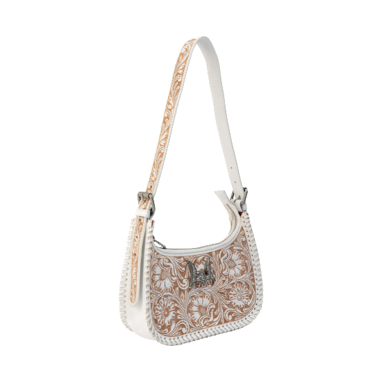 Loyal West Ladies Dannia Handtooled Ivory Dust Leather Shoulder Bag 8904461598347