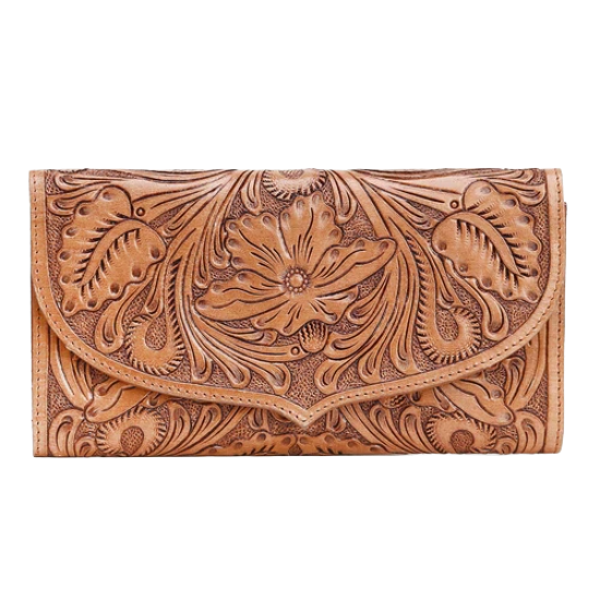 Loyal West Ladies Gloriana Floral Embossed Brown Western Wallet LW-SS25-090-LW