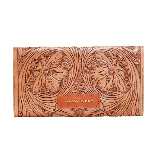 Loyal West Ladies Gloriana Floral Embossed Brown Western Wallet LW-SS25-090-LW