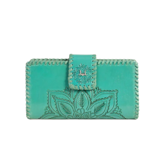 Loyal West Ladies Desert Lotus Embossed Turquoise Western Wallet LW-S25-168-LW