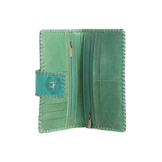 Loyal West Ladies Desert Lotus Embossed Turquoise Western Wallet LW-S25-168-LW