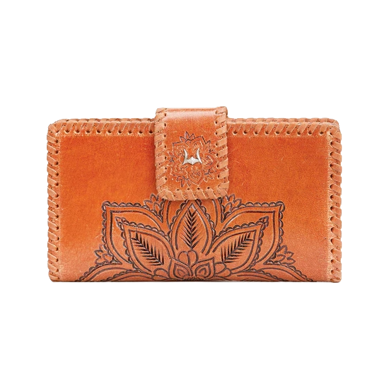 Loyal West Ladies Desert Lotus Embossed Brown Western Wallet LW-SS25-075-LW
