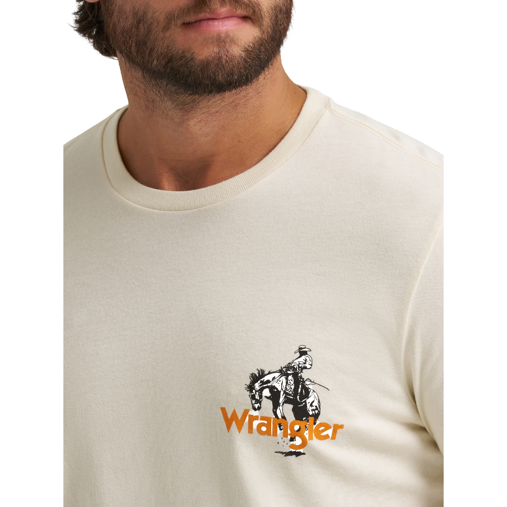 Wrangler Men's Antique White Orange Logo Graphic T-Shirt 112372937