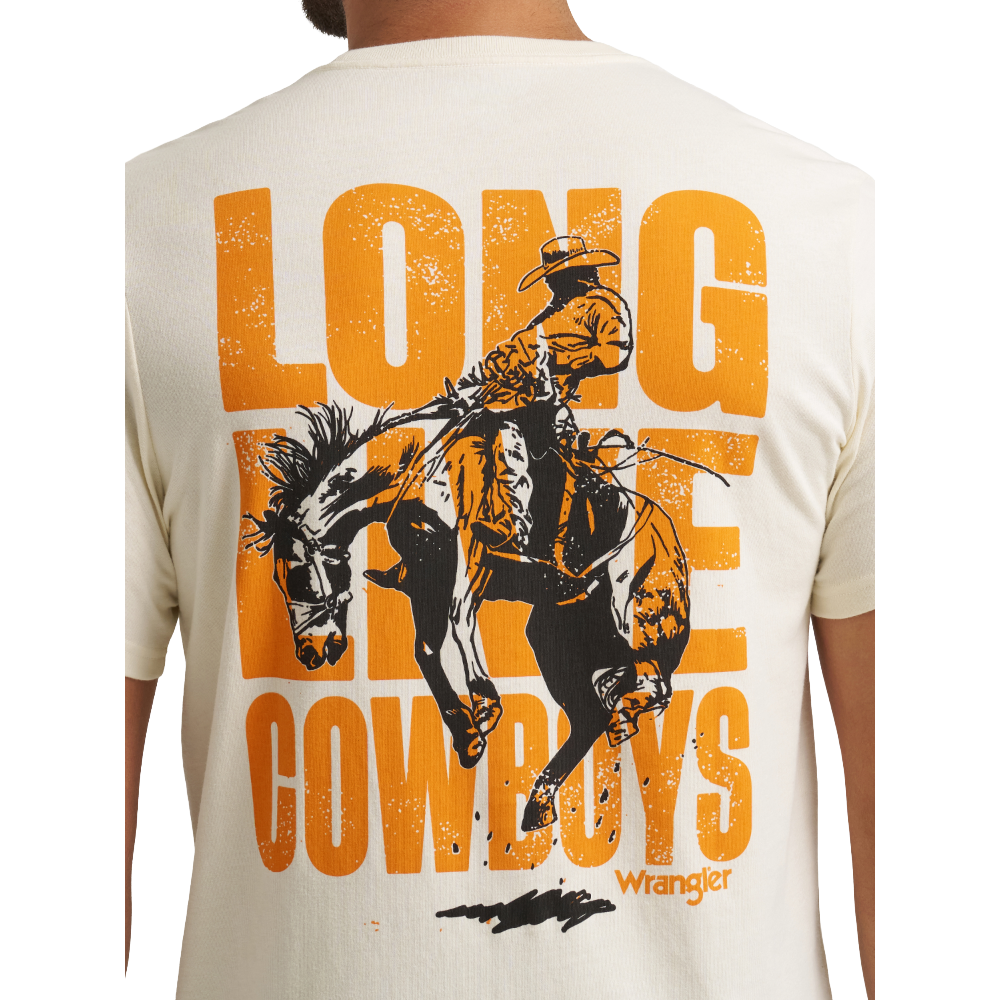 Wrangler Men's Antique White Orange Logo Graphic T-Shirt 112372937