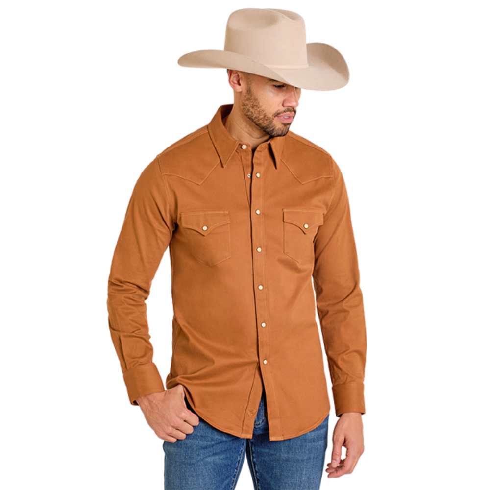 Rock & Roll Men's Solid Rust Woven Snap Button Shirt BMN2S07875-90