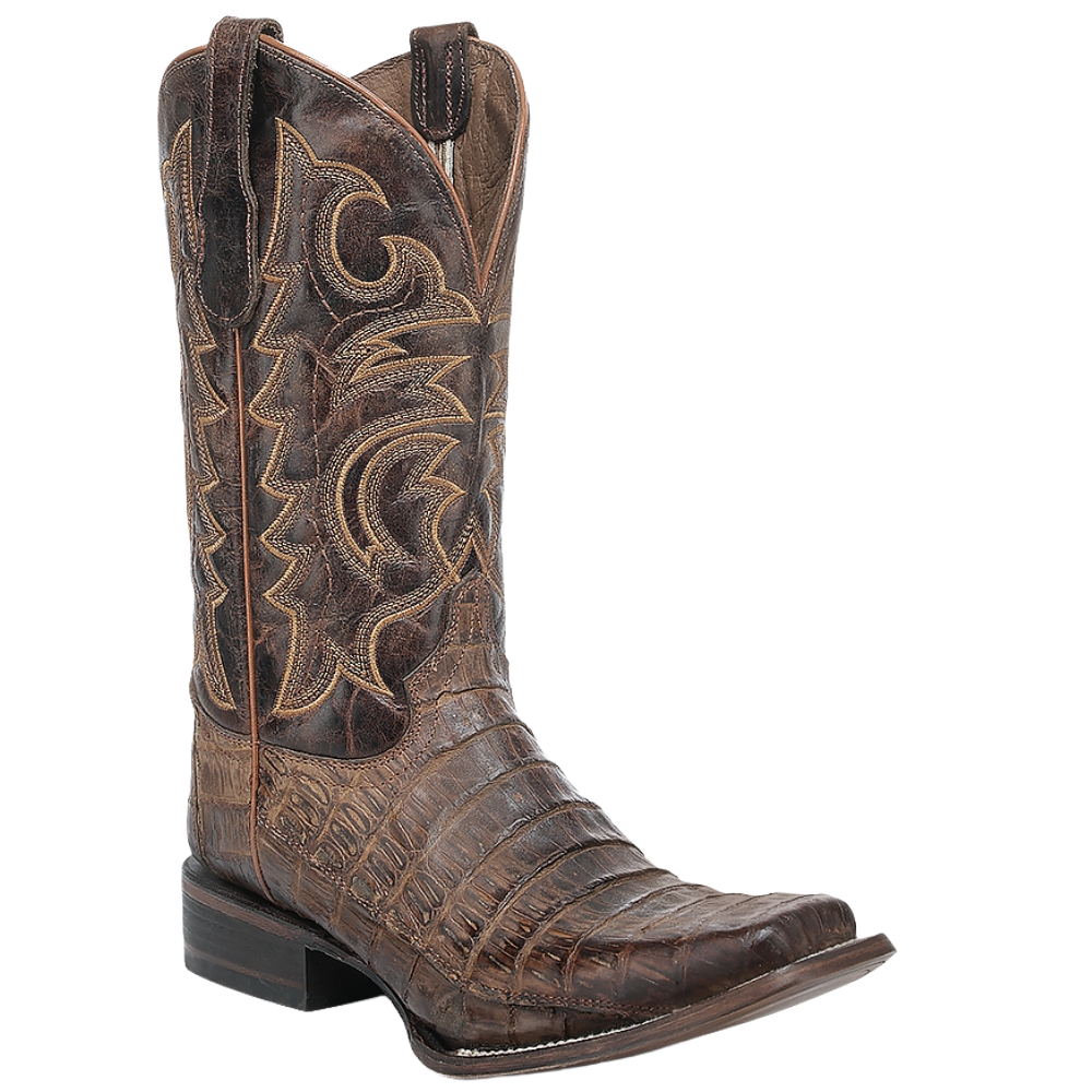 Corral Men's Honey Caiman Embroidery Square Toe Boots L8012