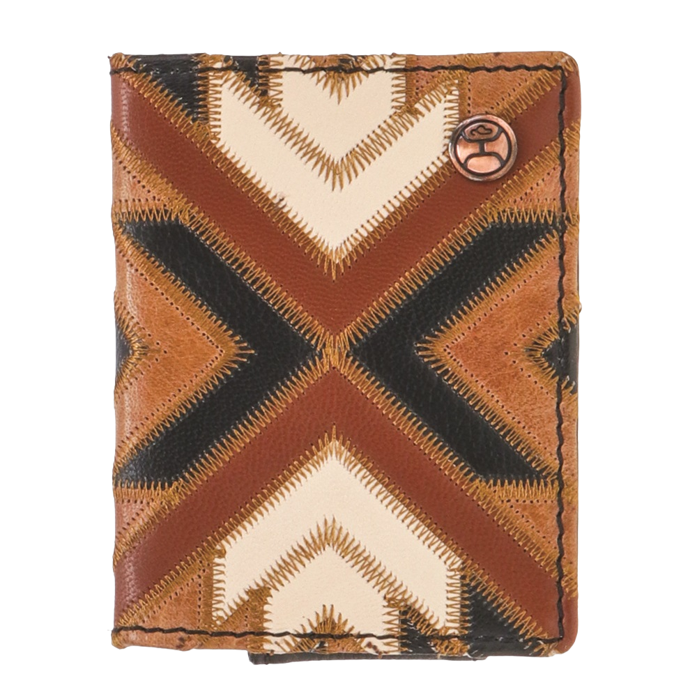 Hooey Montezuma Brown/Black Patchwork Bifold Money Clip HFBF007-BRBK