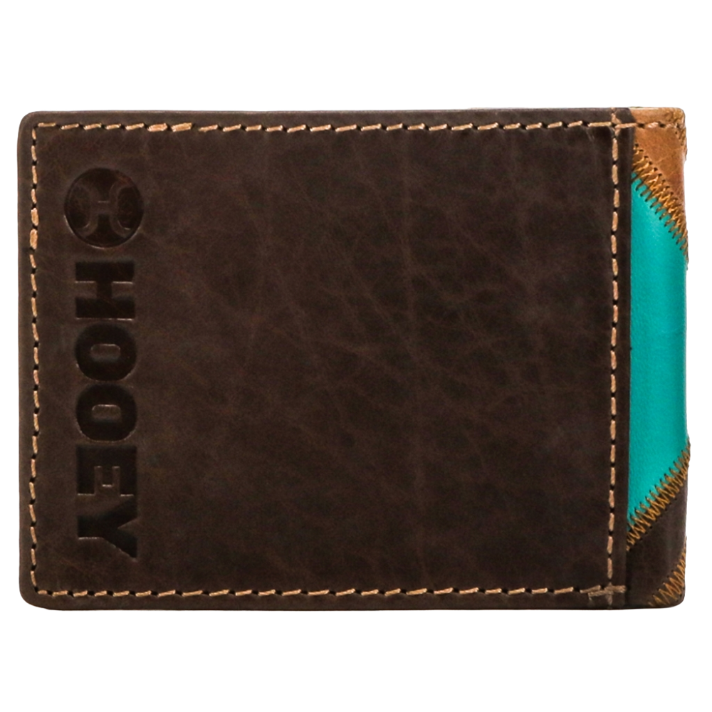 Hooey Montezuma Brown/Turquoise Patchwork Bifold Wallet HFBF007-BRTQ