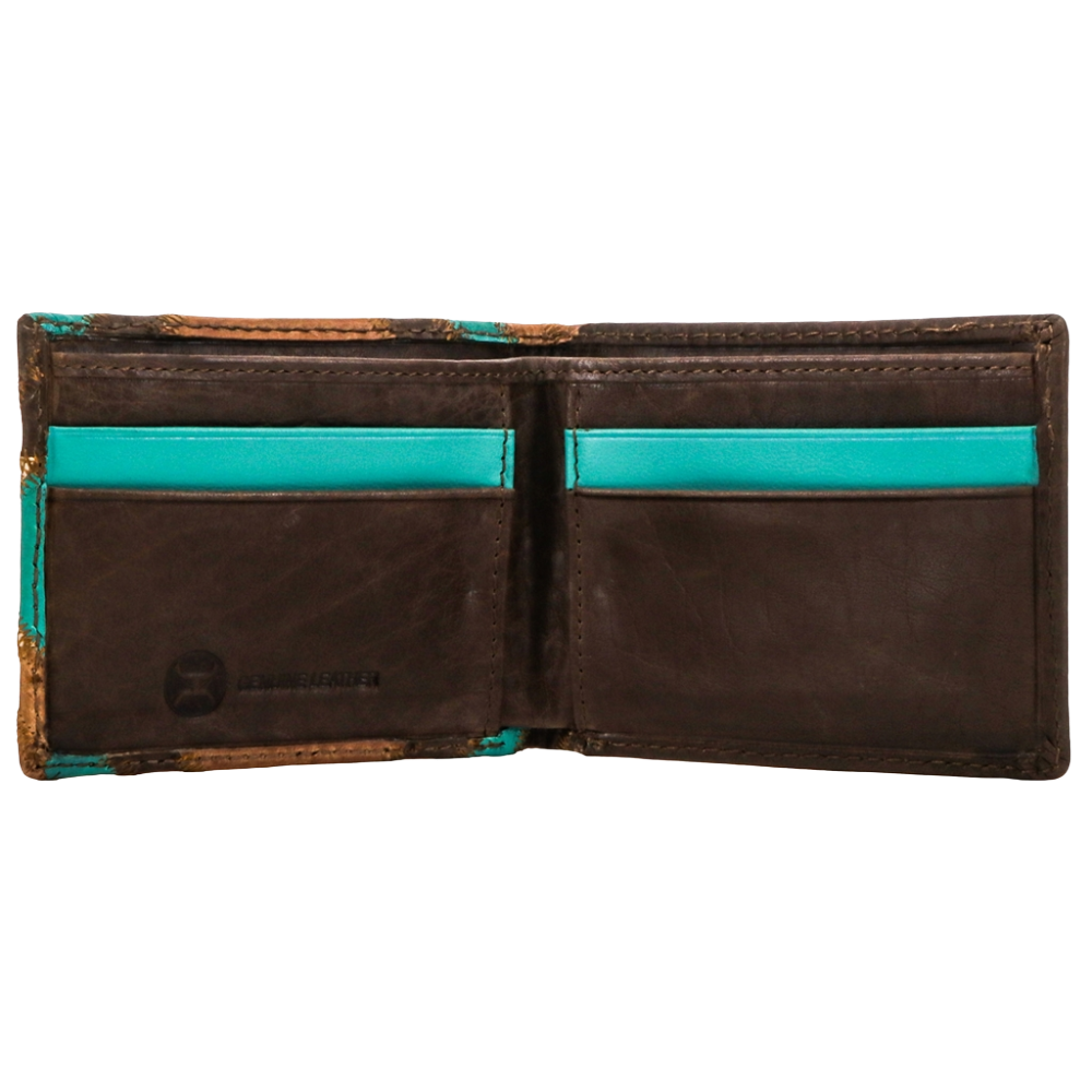 Hooey Montezuma Brown/Turquoise Patchwork Bifold Wallet HFBF007-BRTQ
