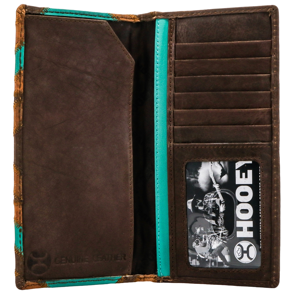 Hooey Montezuma Brown/Turquoise Patchwork Bifold Rodeo Wallet HW007-BRTQ
