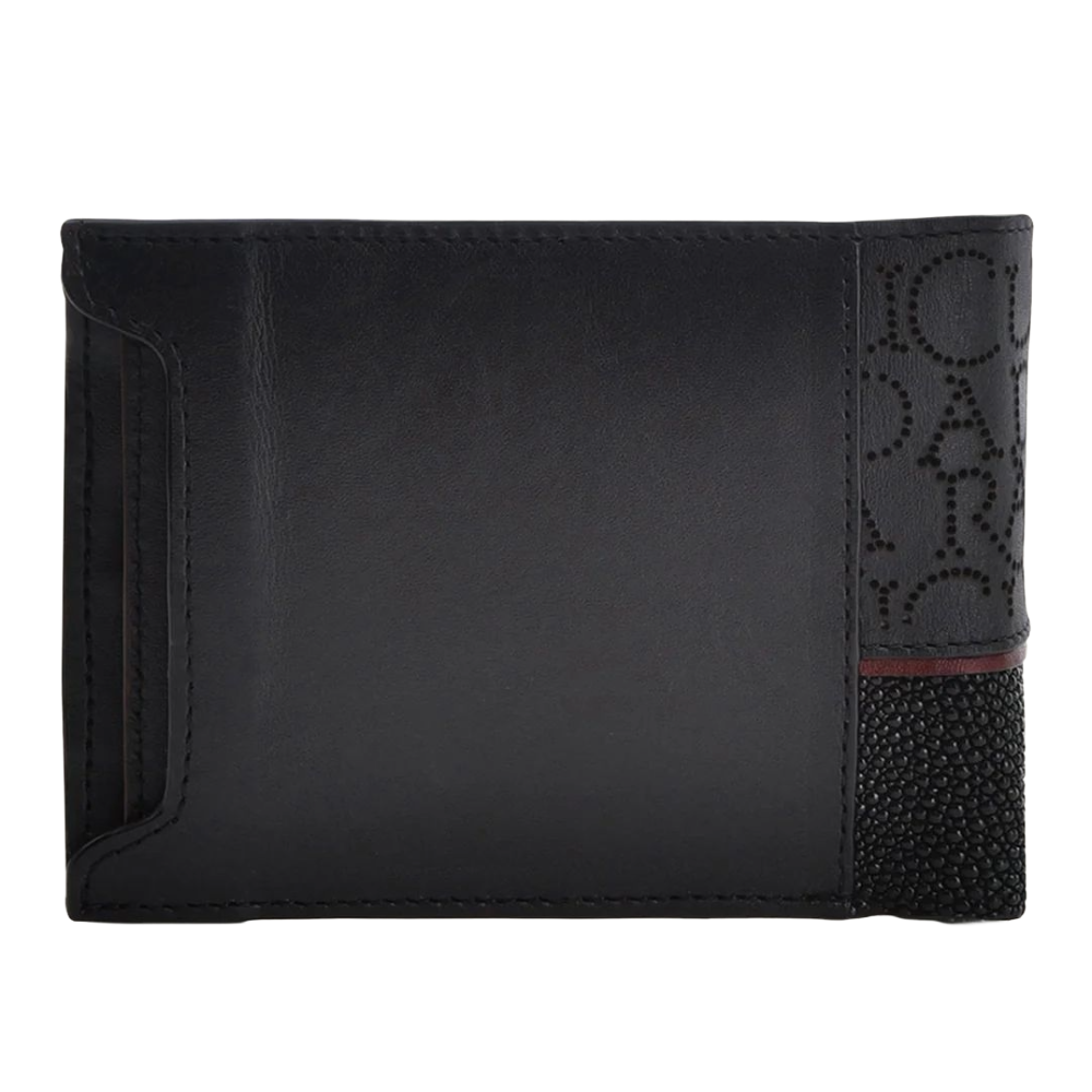 Cuadra Men's Laser Stingray Black Bifold Wallet DU709
