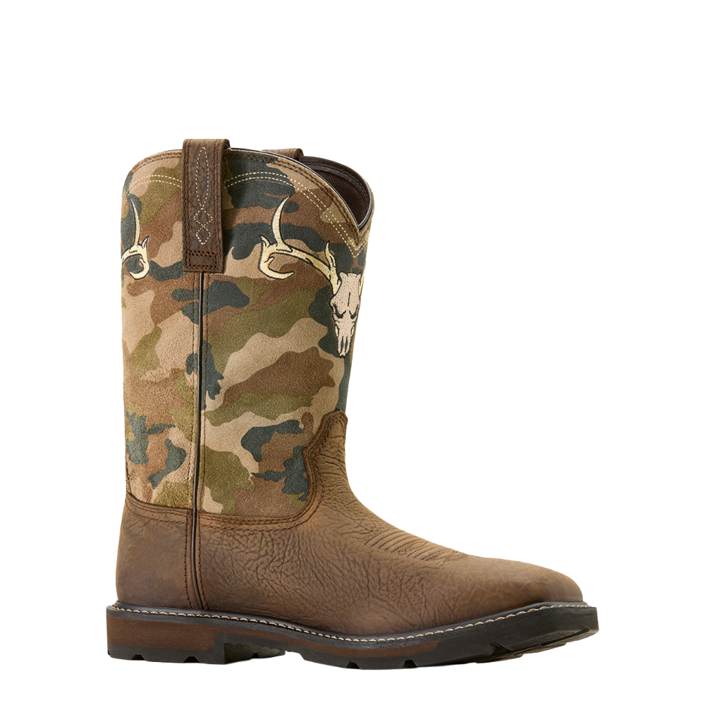Ariat Men's Ground Breaker Brown Waterproof Camo Steel Toe Work Boot 10074287