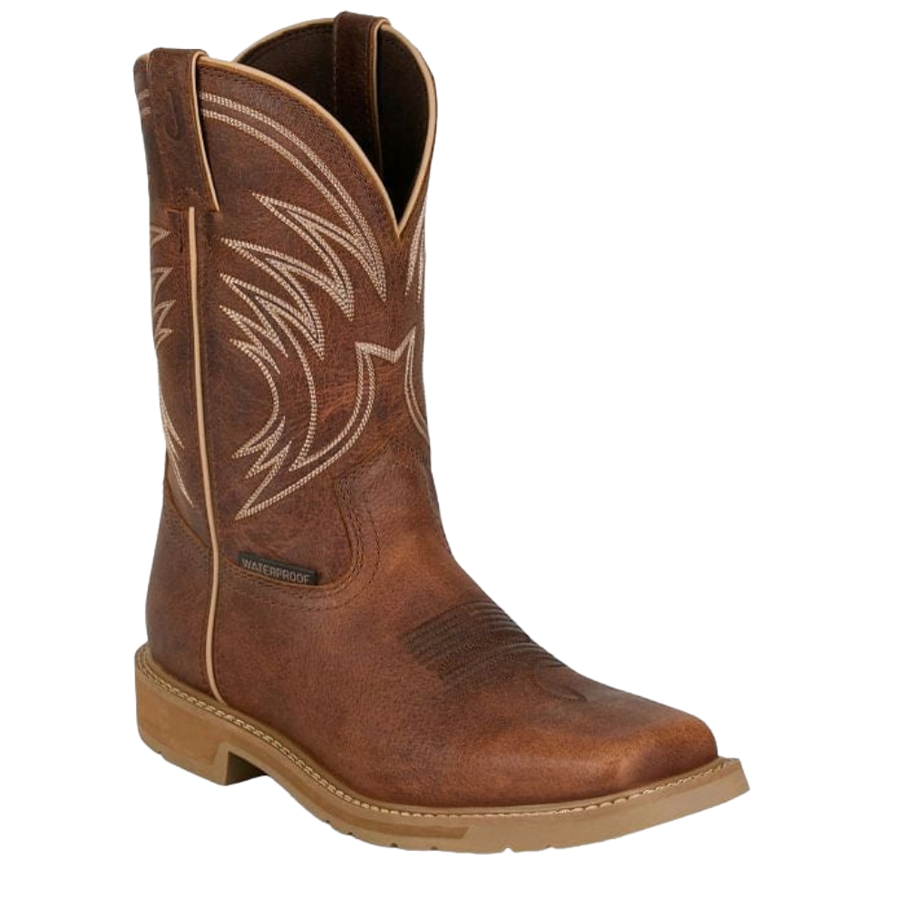 Justin Men's Daywork Steel Toe Pecan Western Work Boots SE4243