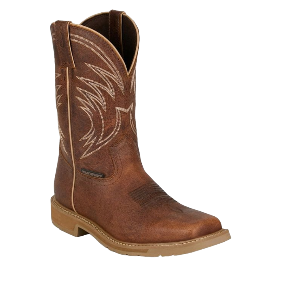 Justin Men's Daywork Pecan Waterproof Western Work Boots SE4242