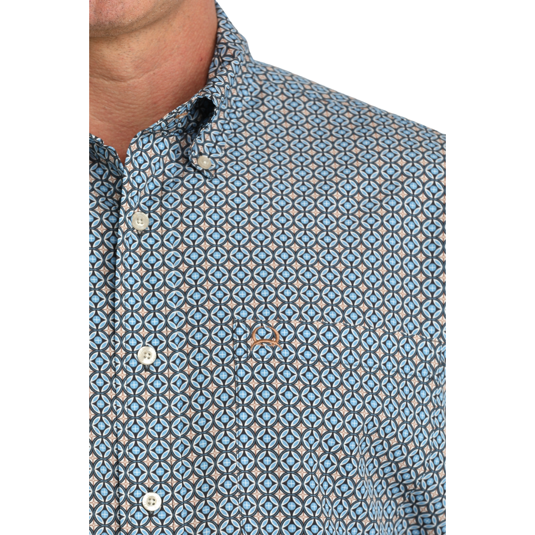 Cinch Men's Blue ArenaFlex Printed Button Down Shirt MTW1704177