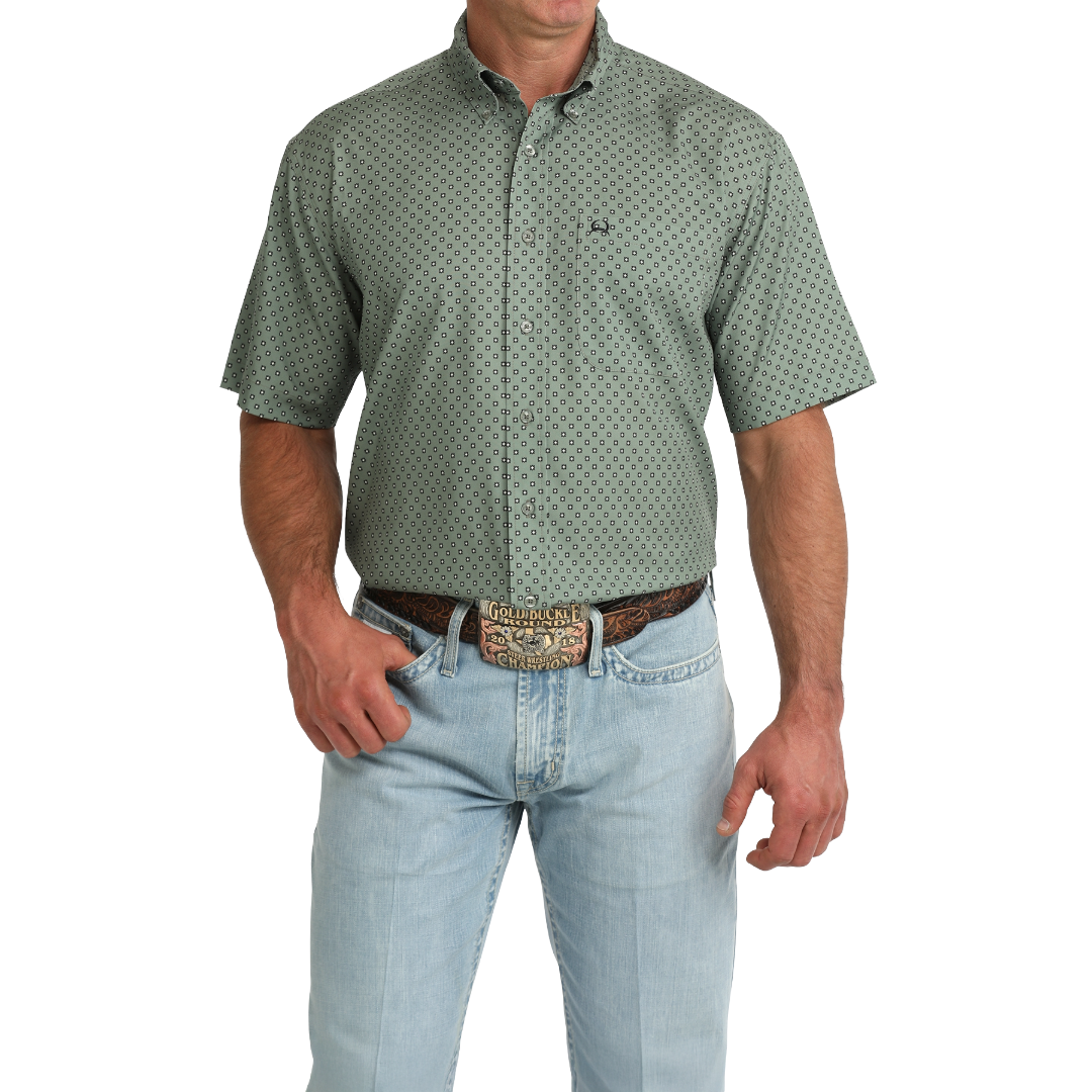 Cinch Men's Olive ArenaFlex Printed Button Down Shirt MTW1704176